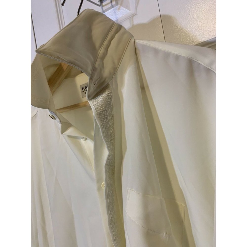 Pontelli Uomo‎ Button Shirt Men’s Sz XL 17 -17 1/2 Embroidered Polyester